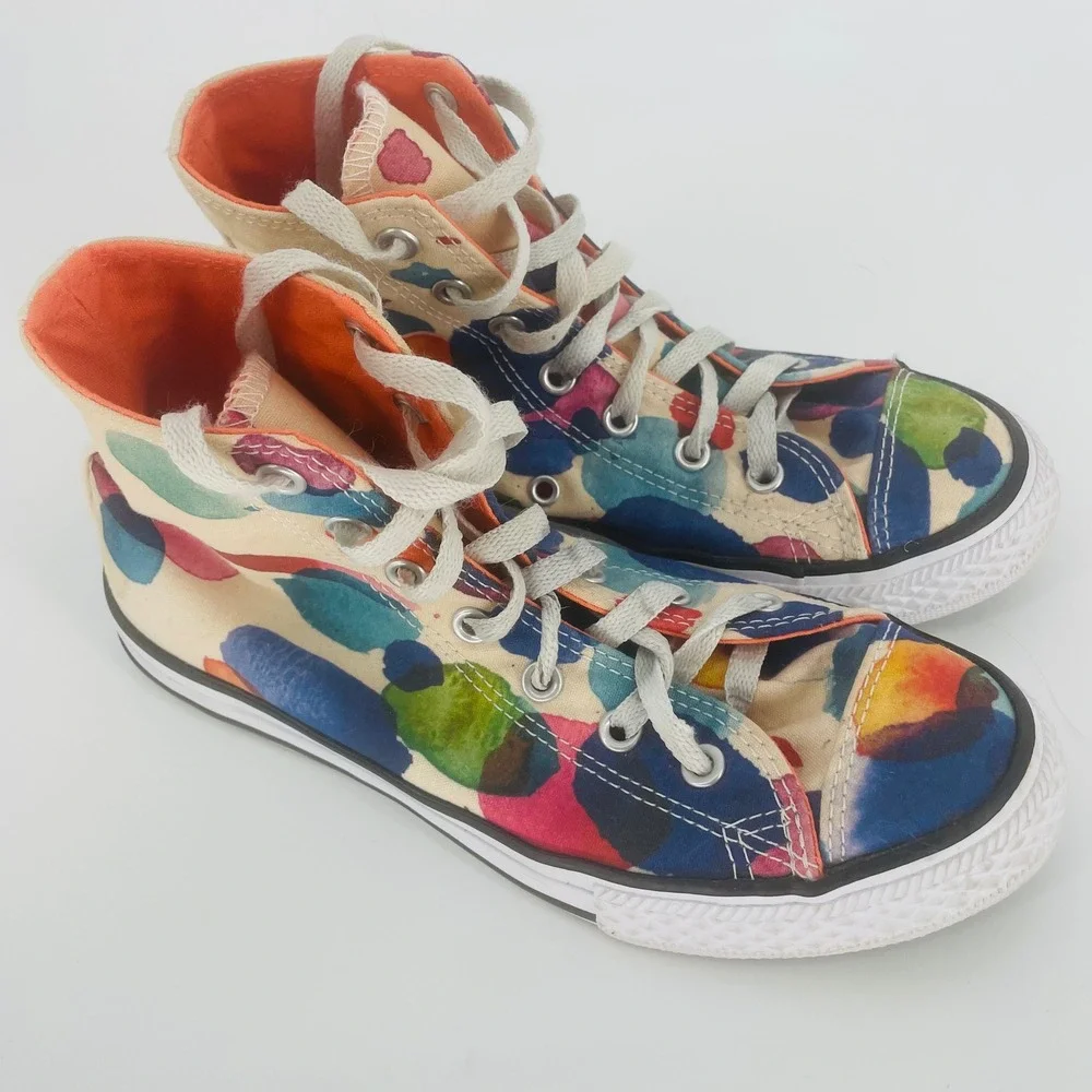 Converse Chuck Taylor All Star High Top Multi-Color Watercolor Dot Size 3 Youth